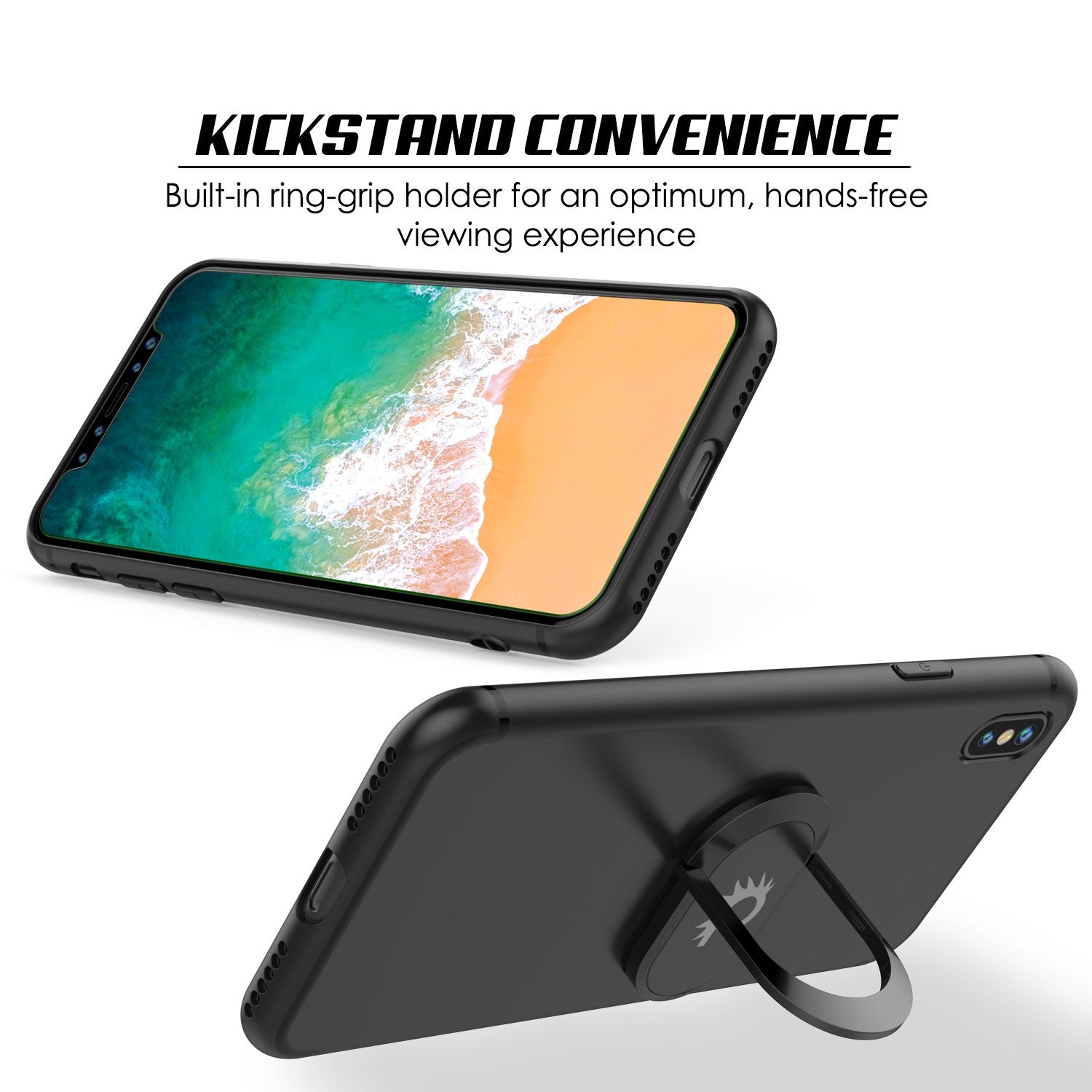 iPhone X Case, Punkcase Magnetix Protective TPU Cover W/ Kickstand, Tempered Glass Screen Protector [Black]