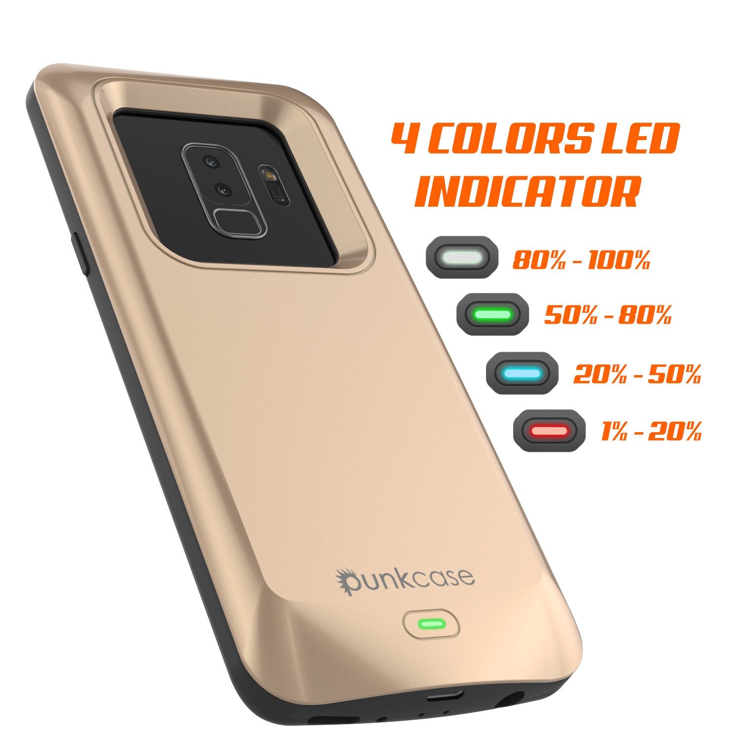 Galaxy S9 Plus Case, PunkJuice 5000mAh Fast Charging Power Bank[Gold]