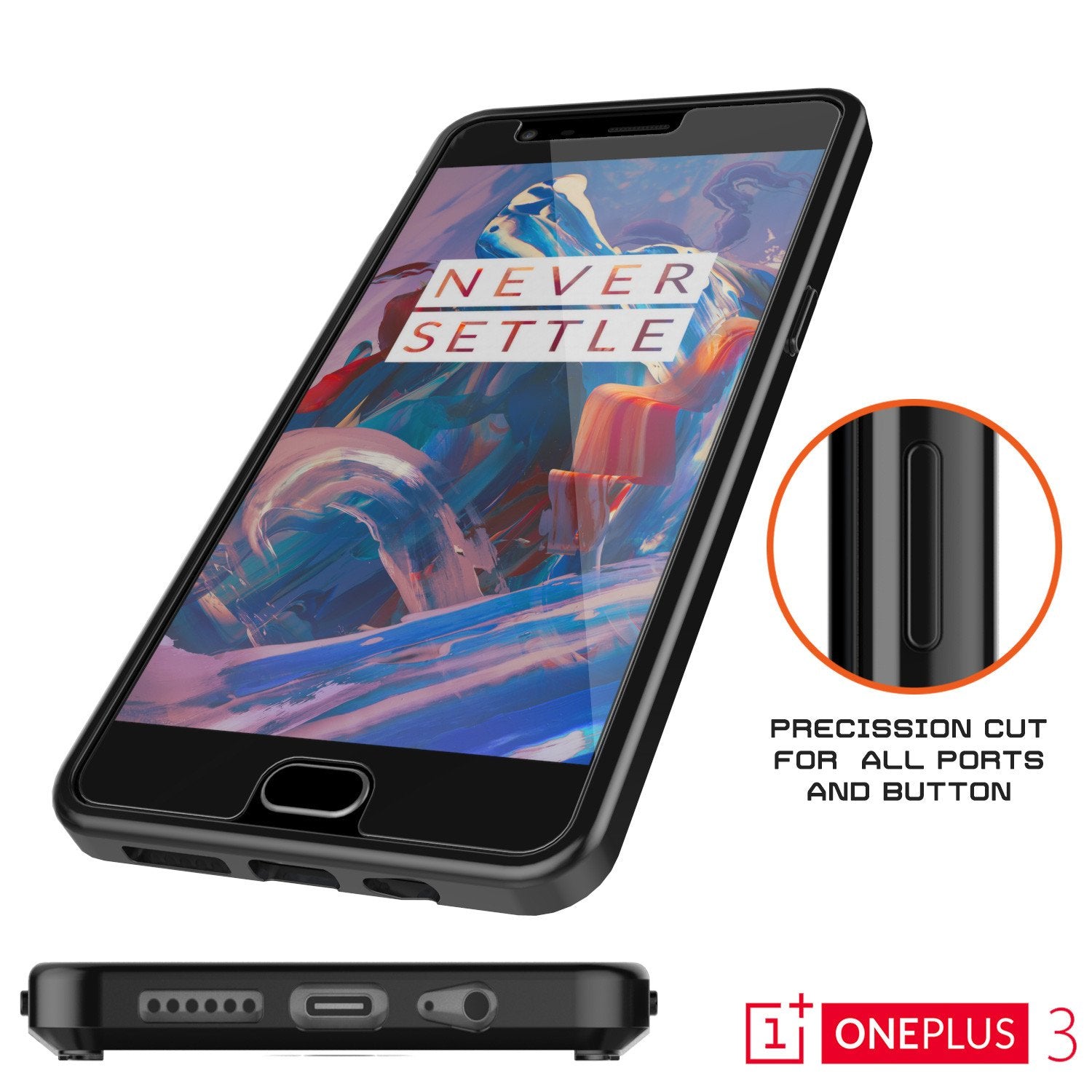 OnePlus 3 Case Punkcase® LUCID 2.0 Black Series w/ SHIELD GLASS Lifetime Warranty Exchange