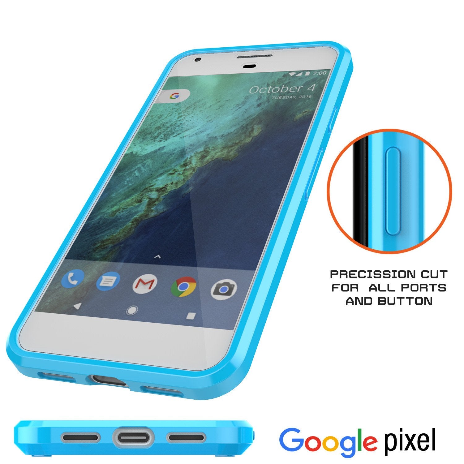 Google Pixel Case Punkcase® LUCID 2.0 Light Blue Series w/ PUNK SHIELD Glass Screen Protector | Ultra Fit