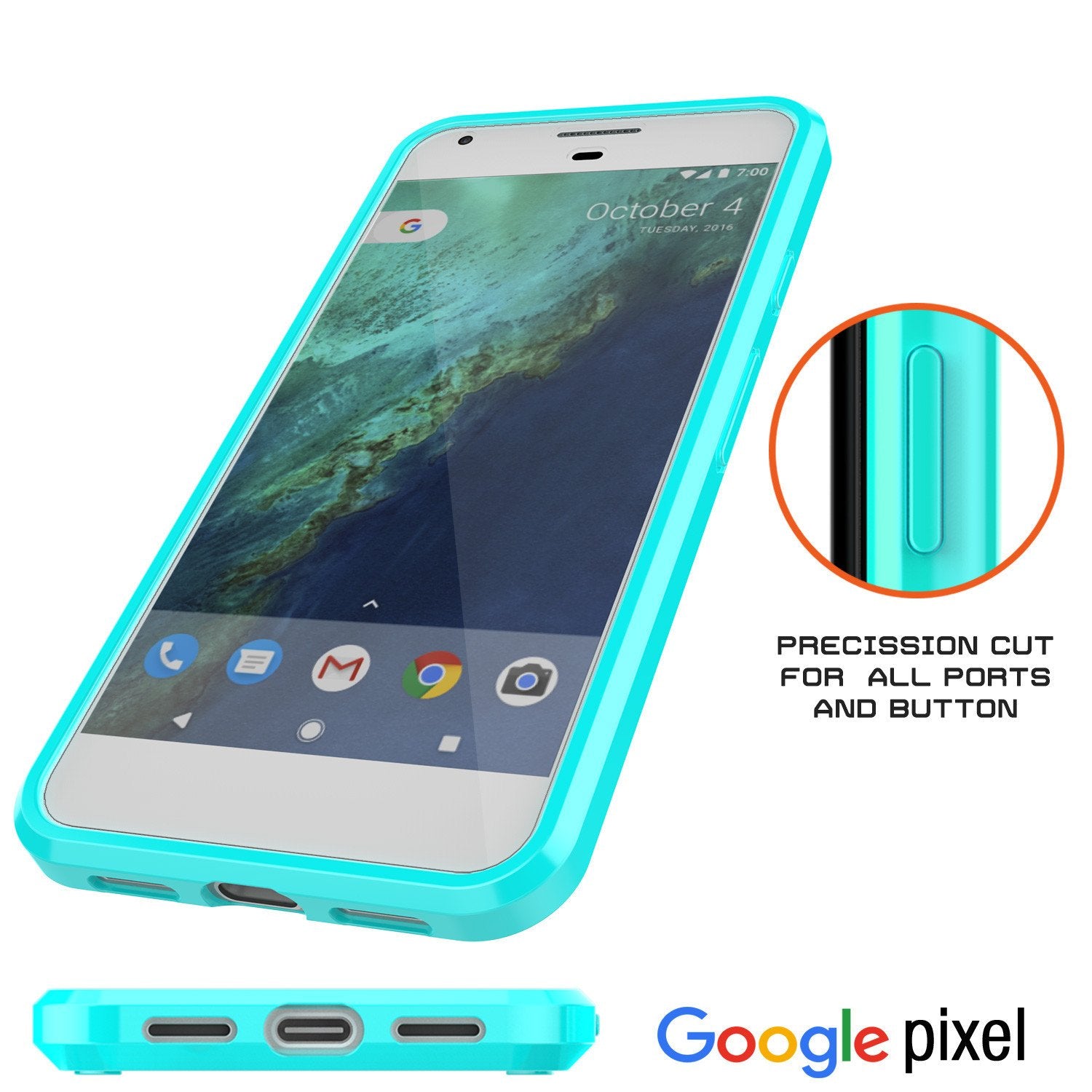 Google Pixel XL Case Punkcase® LUCID 2.0 Teal Series w/ PUNK SHIELD Glass Screen Protector | Ultra Fit