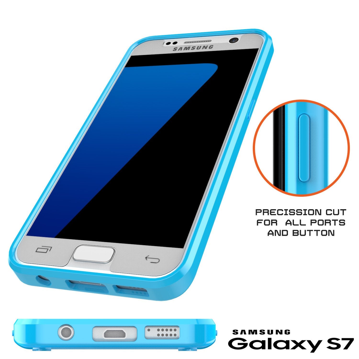 S7 Case Punkcase® LUCID 2.0 Light Blue Series w/ PUNK SHIELD Glass Screen Protector | Ultra Fit