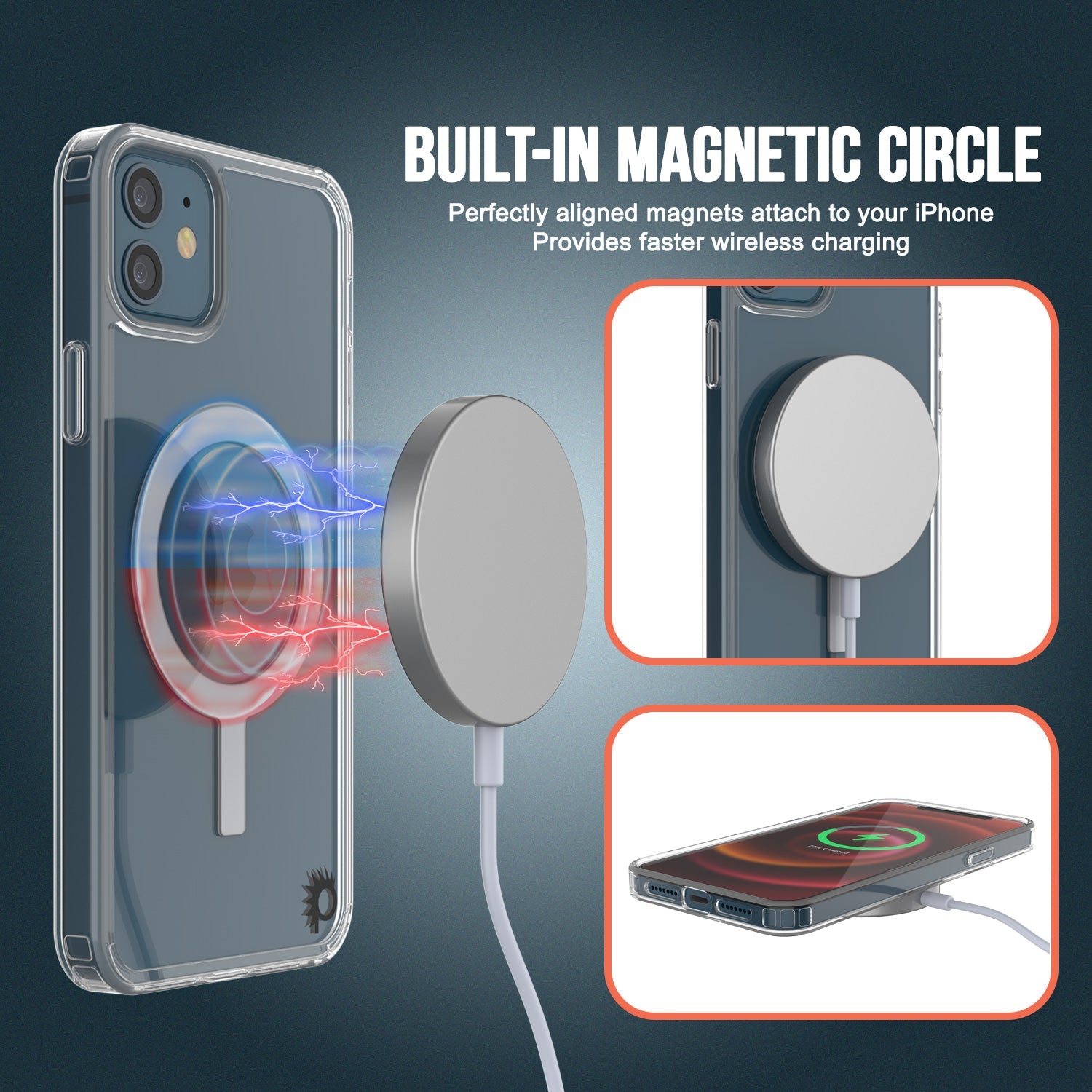 Punkcase iPhone 12 Magnetic Wireless Charging Case [ClearMag Series]