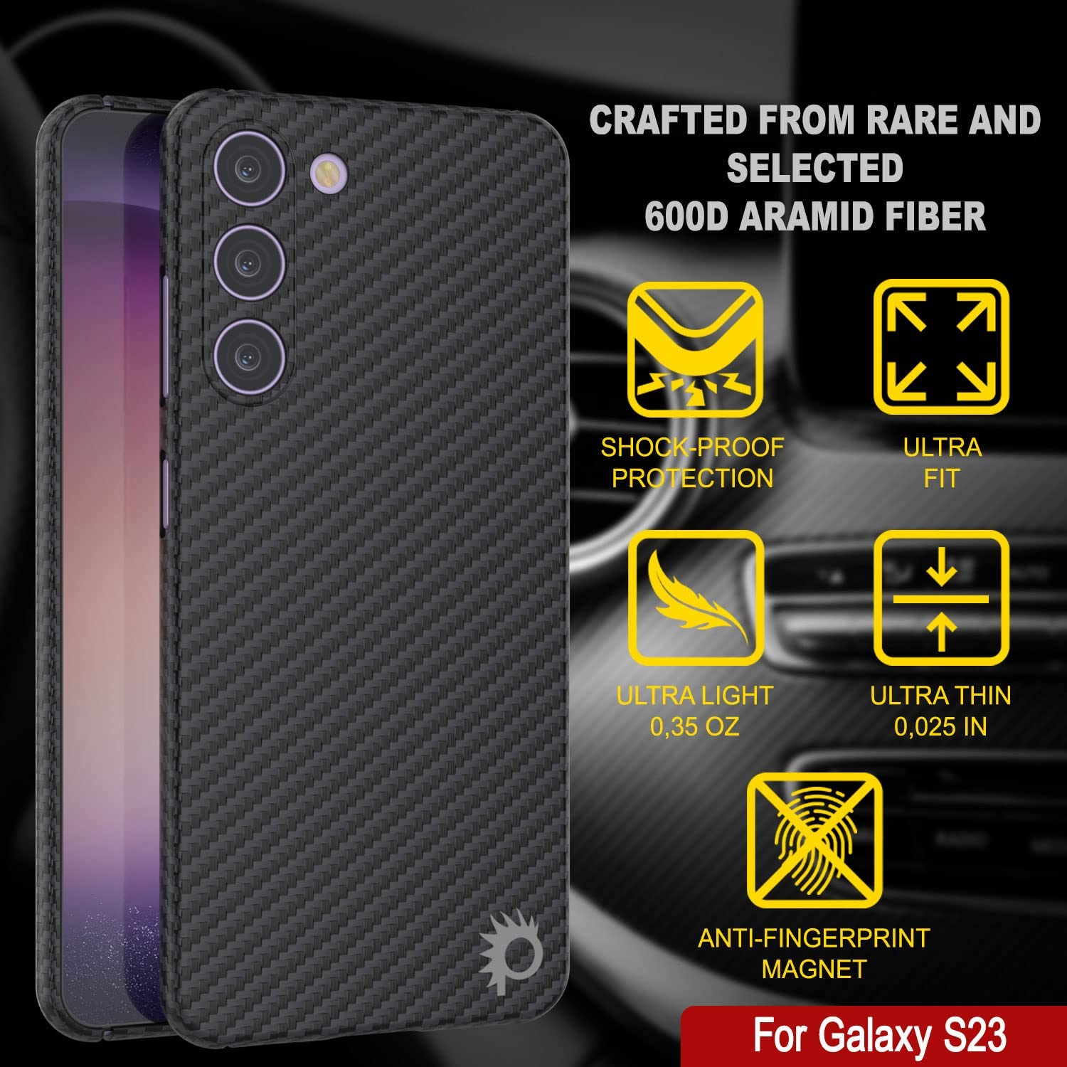 Punkcase S23 Carbon Fiber Case [AramidShield Series] Ultra Slim & Light Kevlar