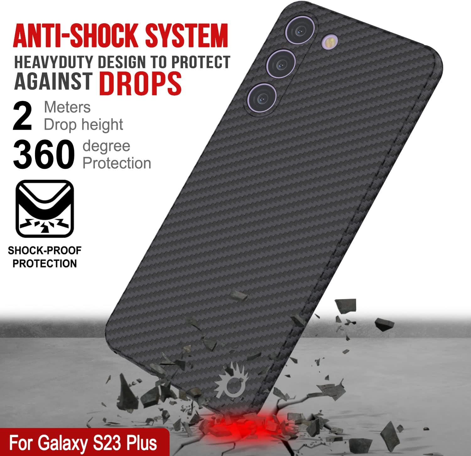 Punkcase S23+ Plus Carbon Fiber Case [AramidShield Series] Ultra Slim & Light Kevlar