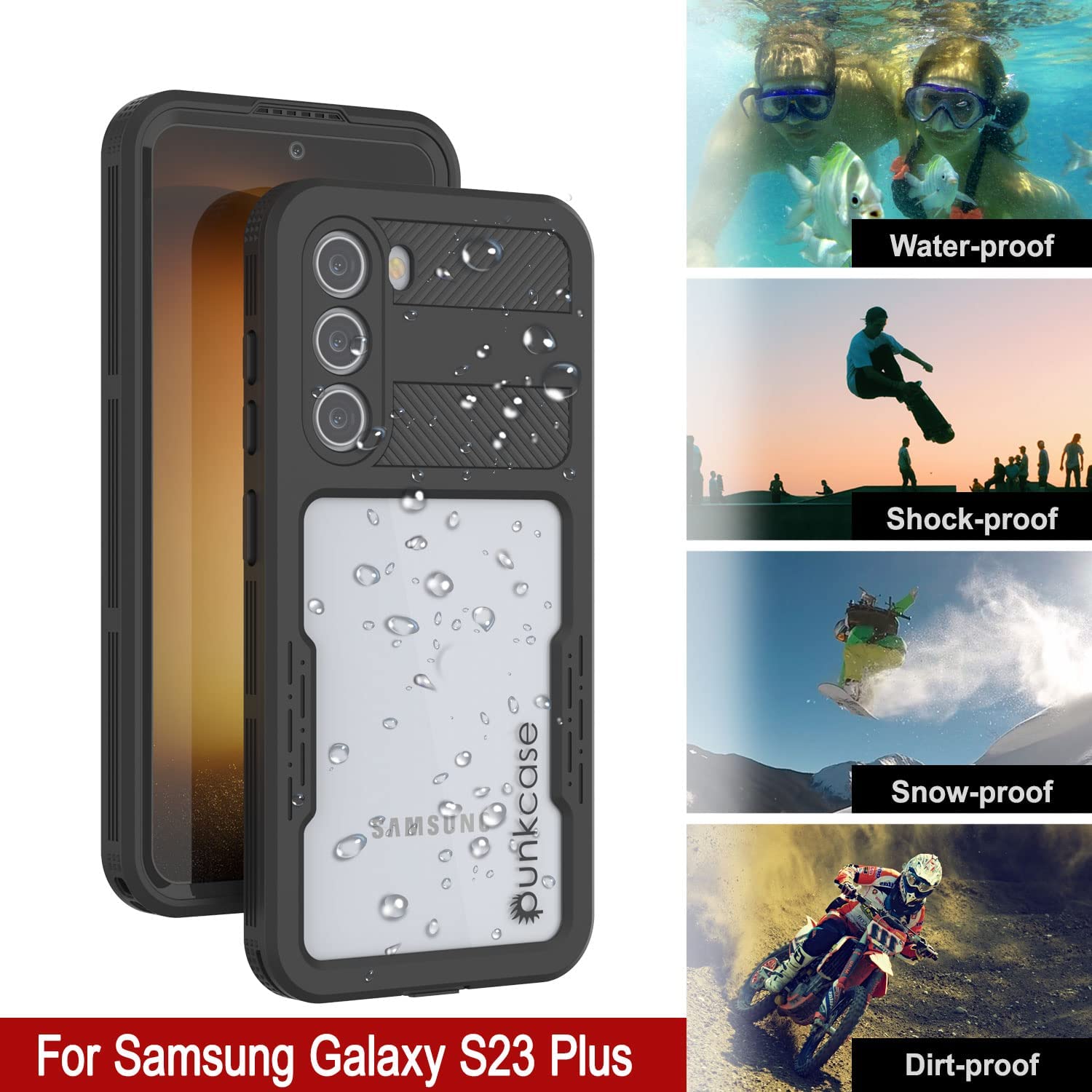 Galaxy S23+ Plus Waterproof Case [Alpine 2.0 Series] [Slim Fit] [IP68 Certified] [Shockproof] [Black]