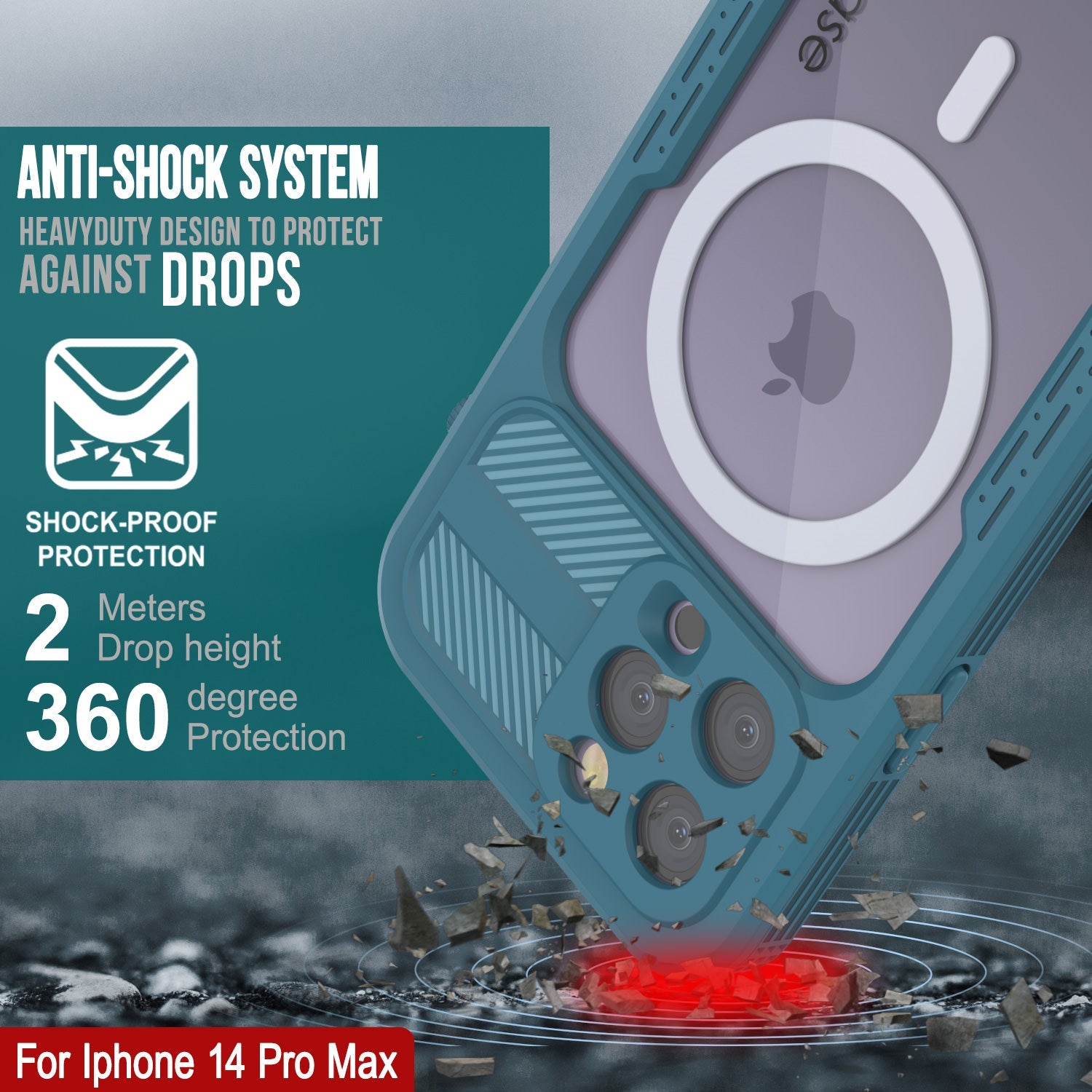 iPhone 14 Pro Max Waterproof Case [Alpine 2.0 Series] [Slim Fit] [IP68 Certified] [Shockproof] [Blue]