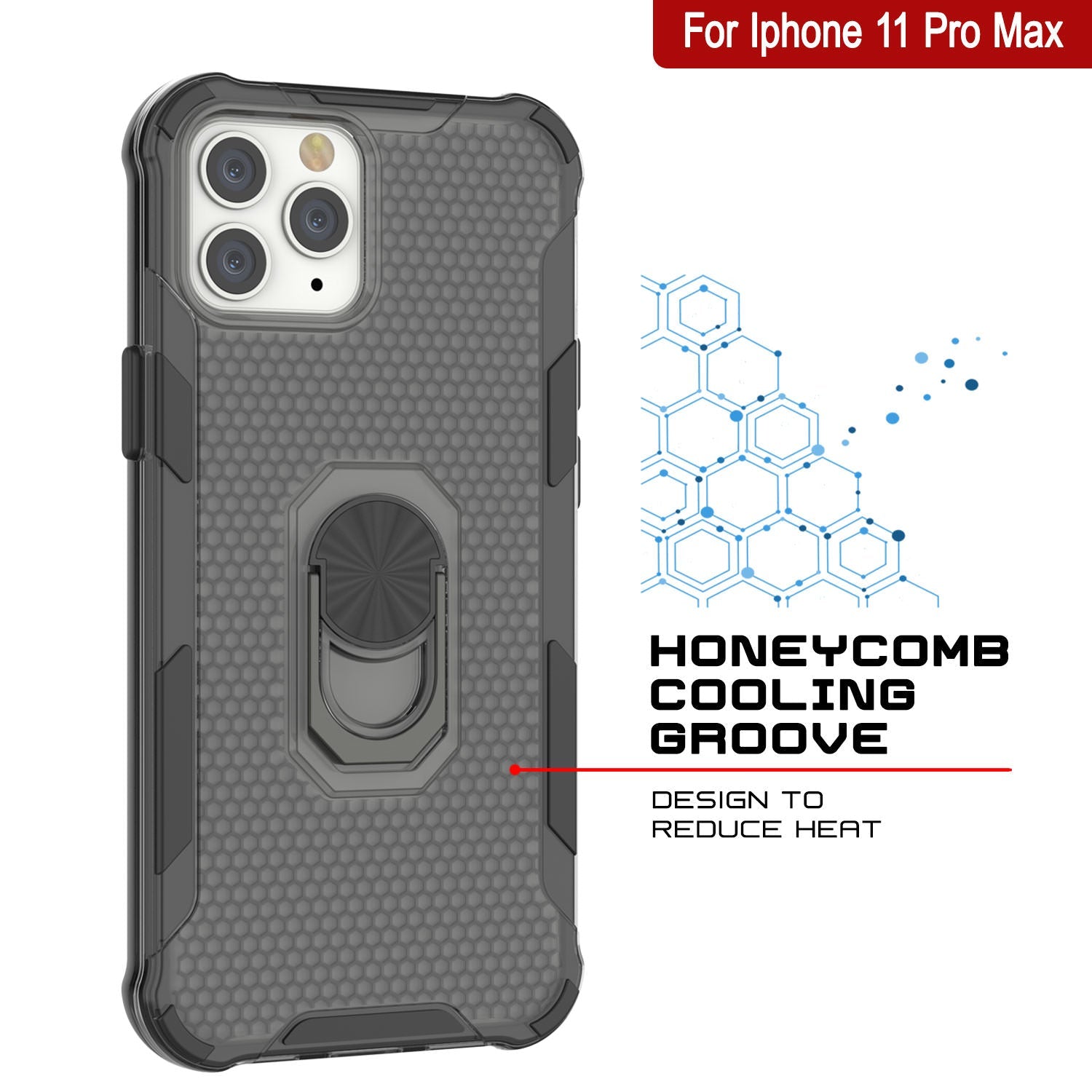 PunkCase for iPhone 11 Pro Max Case [Magnetix 2.0 Series] Clear Protective TPU Cover W/Kickstand [Black]