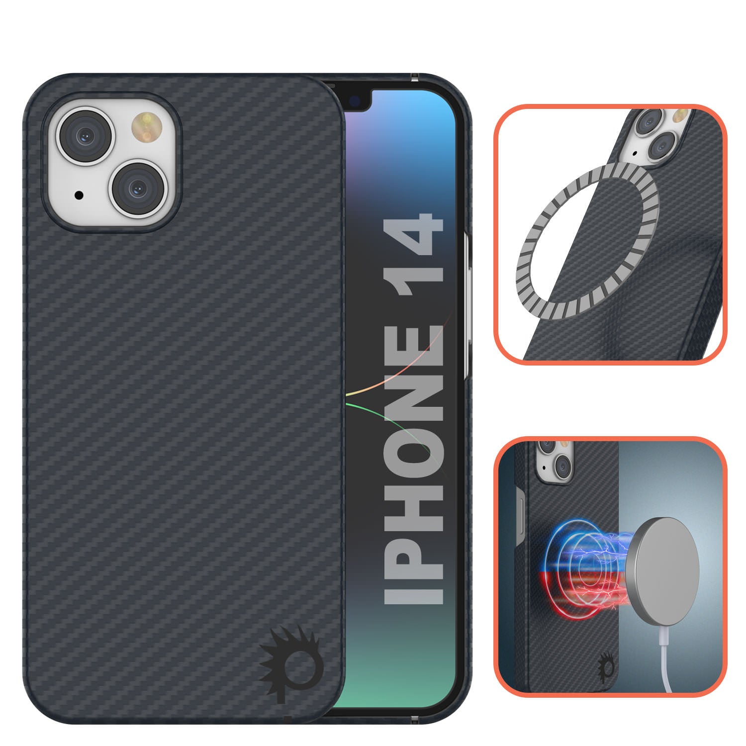 Punkcase for iPhone 14 Carbon Fiber Case [Aramid MagShield Series] Ultra Slim & Light