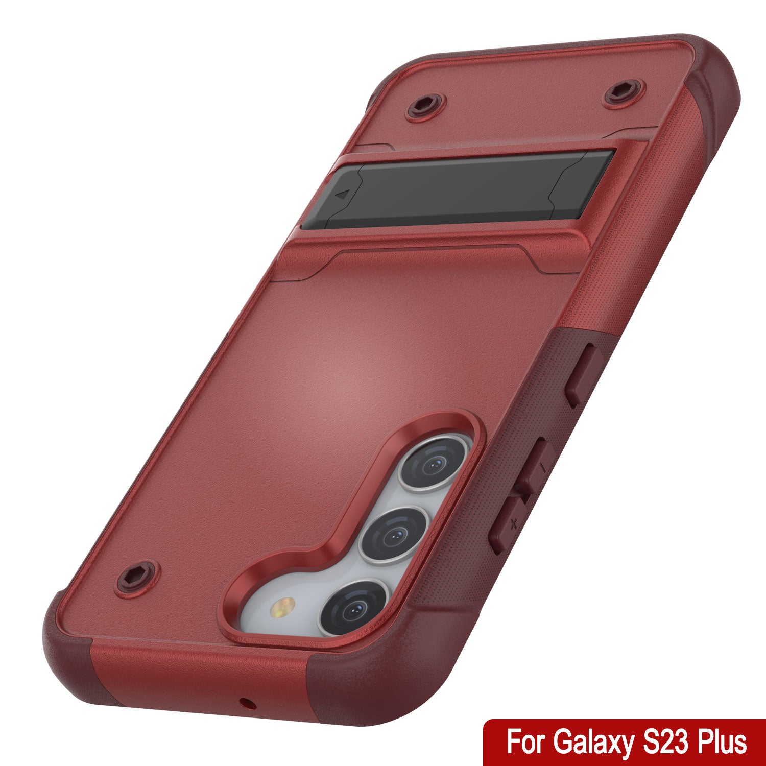 Punkcase Galaxy S23+ Plus Case [Reliance Series] Protective Hybrid Military Grade Cover W/Built-in Kickstand [Red-Rose]