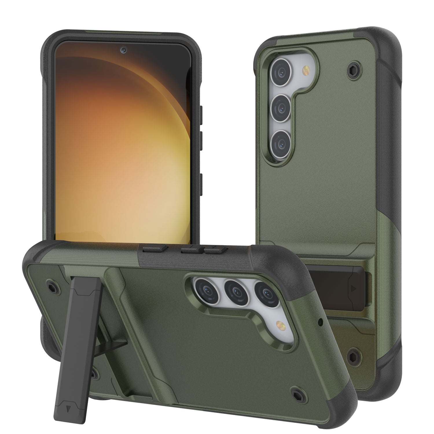 Punkcase Galaxy S24+ Plus Case [Reliance Series] Protective Hybrid Military Grade Cover W/Built-in Kickstand [Army-Green-Black]