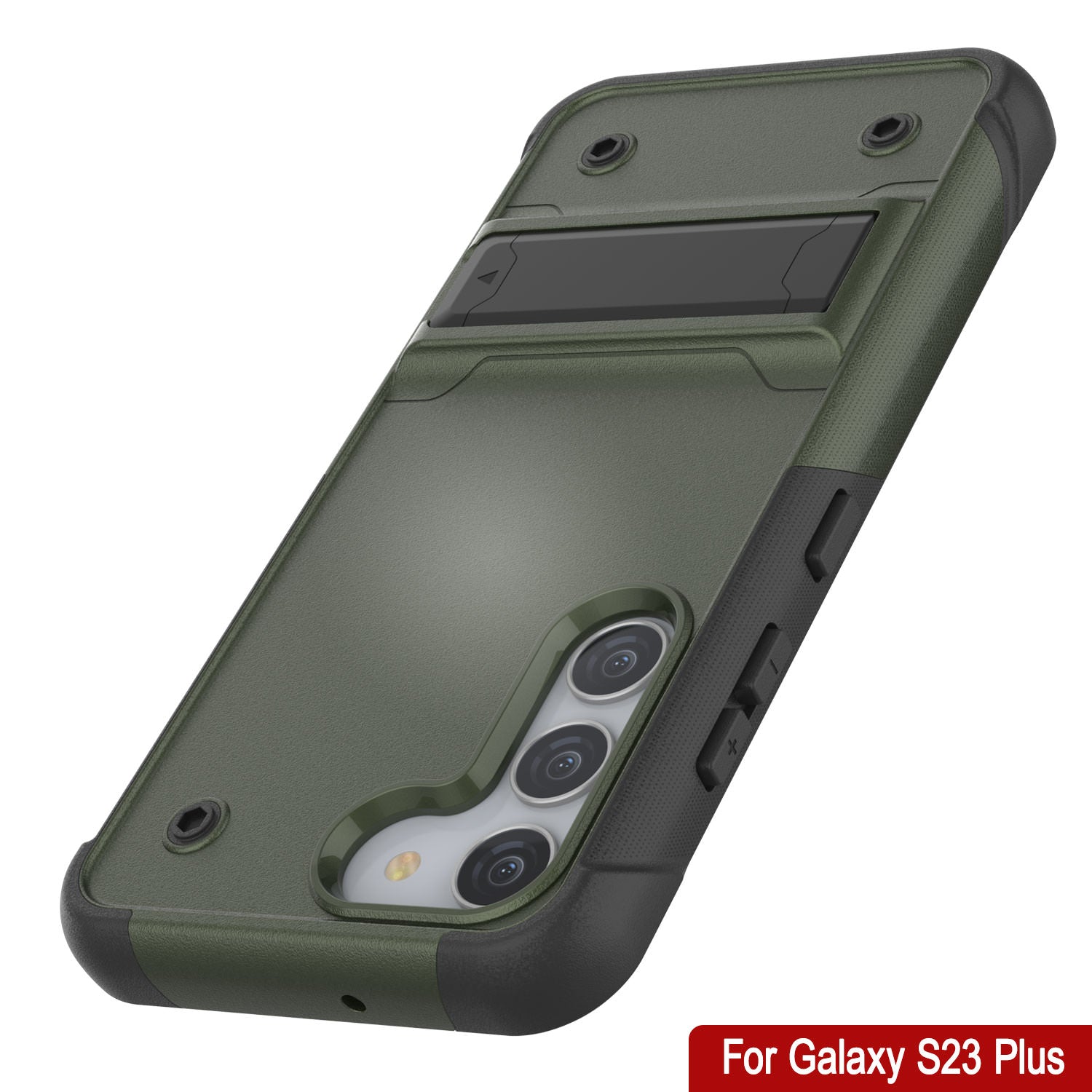 Punkcase Galaxy S23+ Plus Case [Reliance Series] Protective Hybrid Military Grade Cover W/Built-in Kickstand [Army-Green-Black]