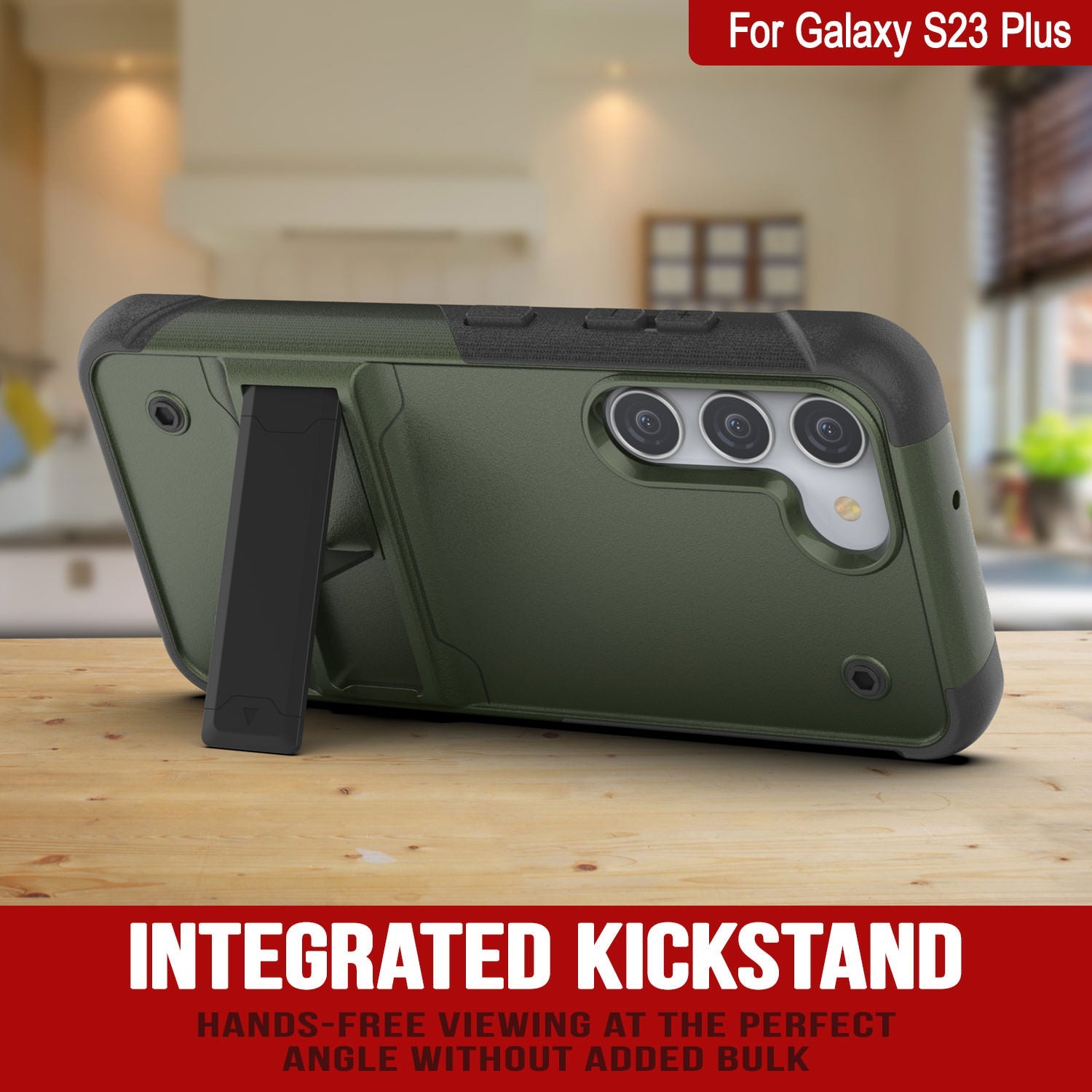 Punkcase Galaxy S24+ Plus Case [Reliance Series] Protective Hybrid Military Grade Cover W/Built-in Kickstand [Army-Green-Black]