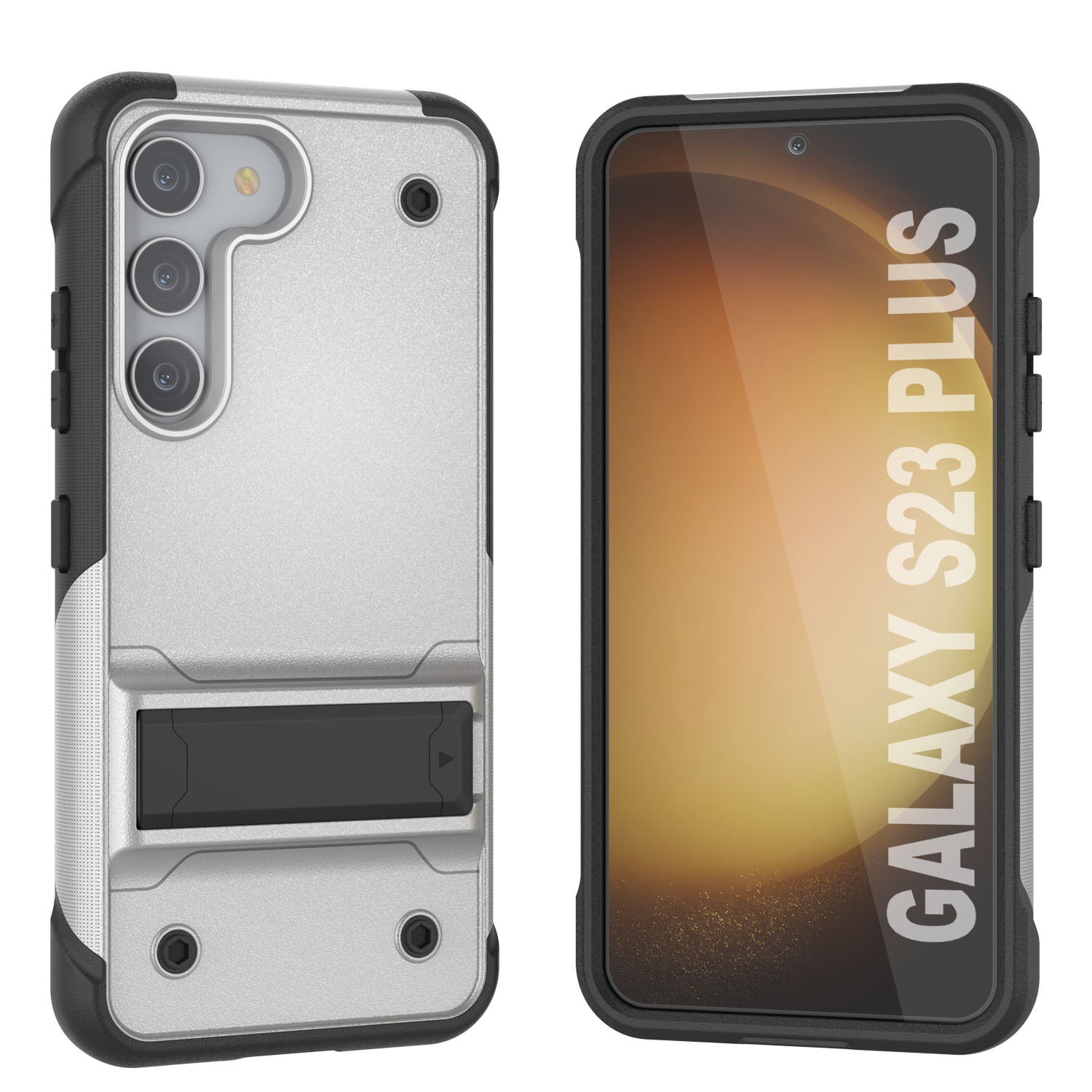 Punkcase Galaxy S24+ Plus Case [Reliance Series] Protective Hybrid Military Grade Cover W/Built-in Kickstand [White-Black]