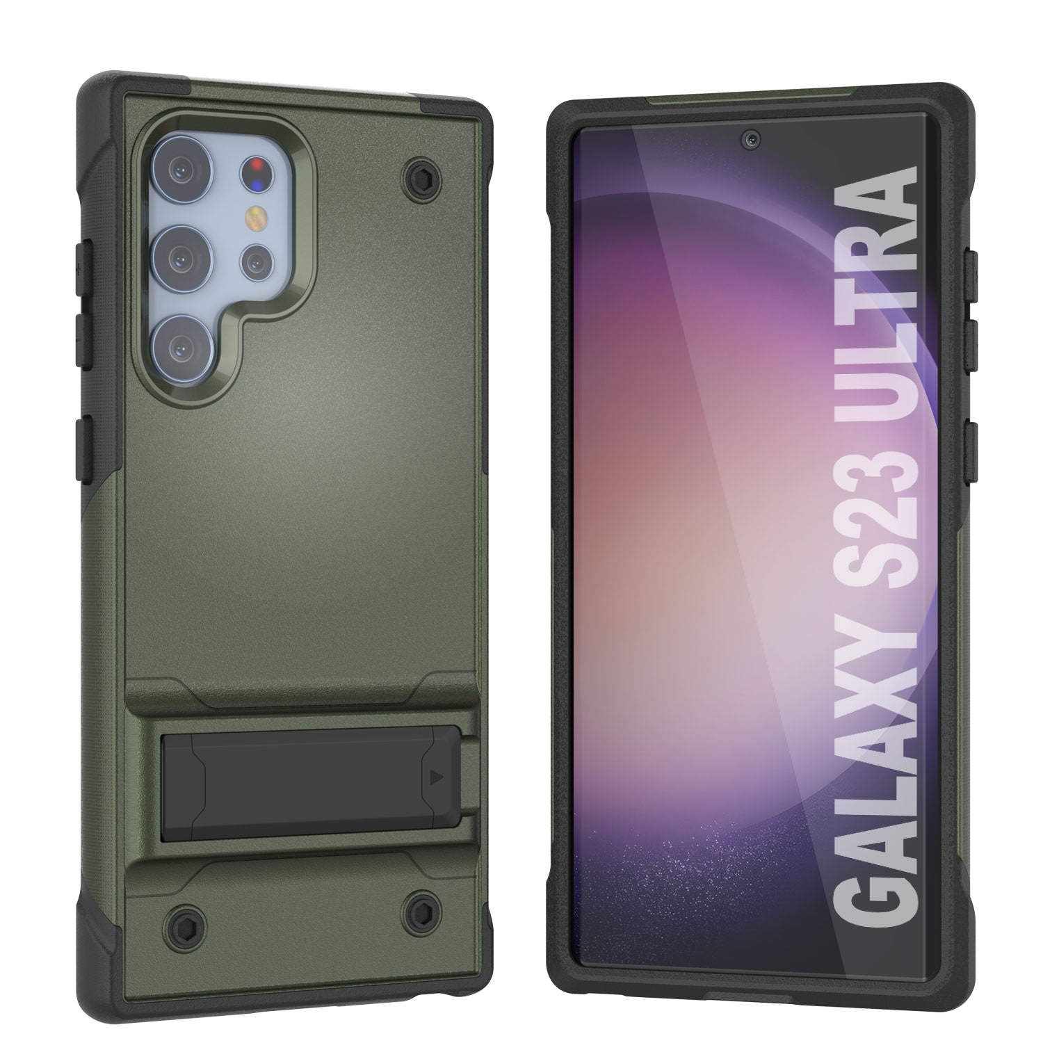 Punkcase Galaxy S24 Ultra Case [Reliance Series] Protective Hybrid Military Grade Cover W/Built-in Kickstand [Army-Green-Black]