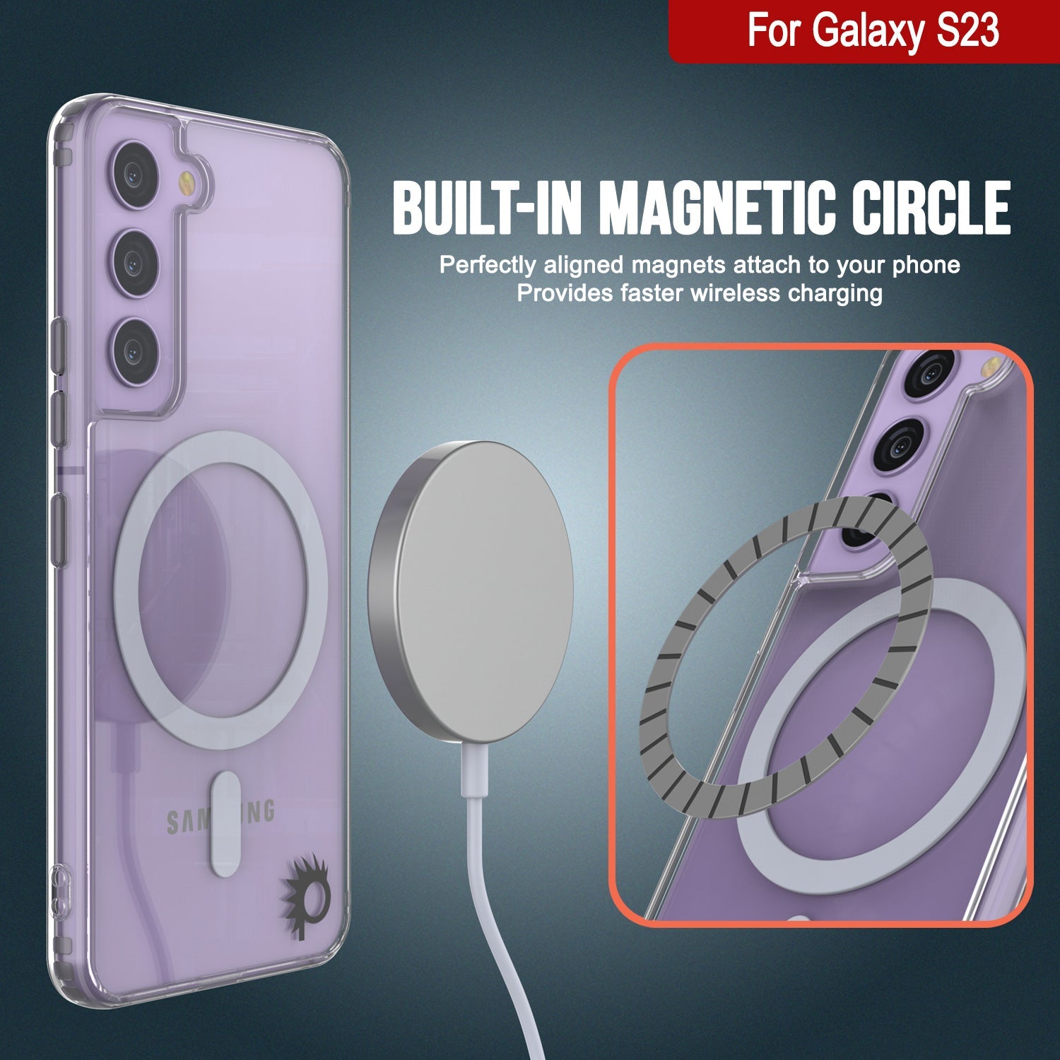 Punkcase Galaxy S23 Magnetic Wireless Charging Case [ClearMag Series]