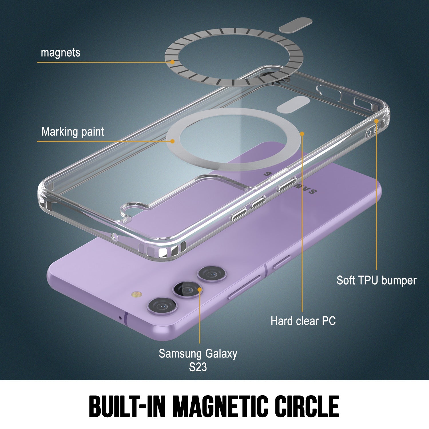 Punkcase Galaxy S23 Magnetic Wireless Charging Case [ClearMag Series]