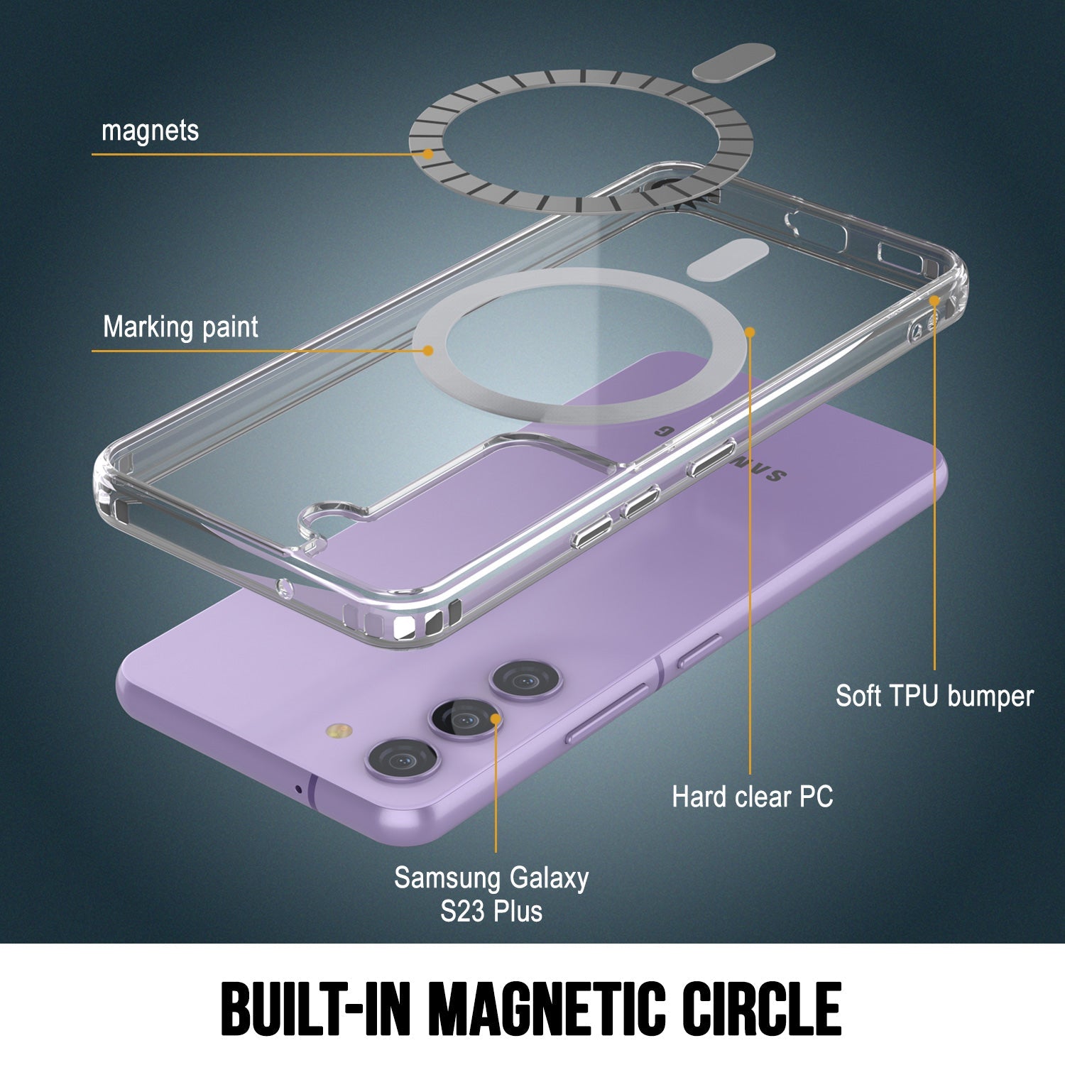 Punkcase Galaxy S23 Plus Magnetic Wireless Charging Case [ClearMag Series]