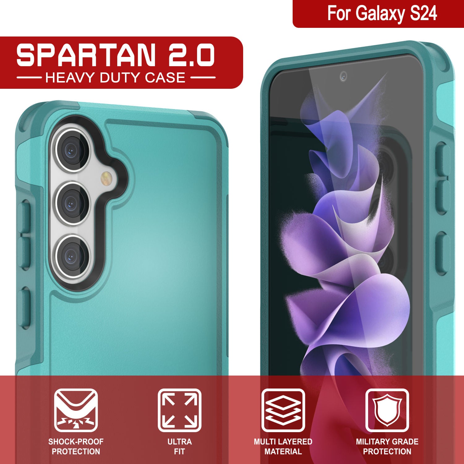 PunkCase Galaxy S24 Case, [Spartan 2.0 Series] Clear Rugged Heavy