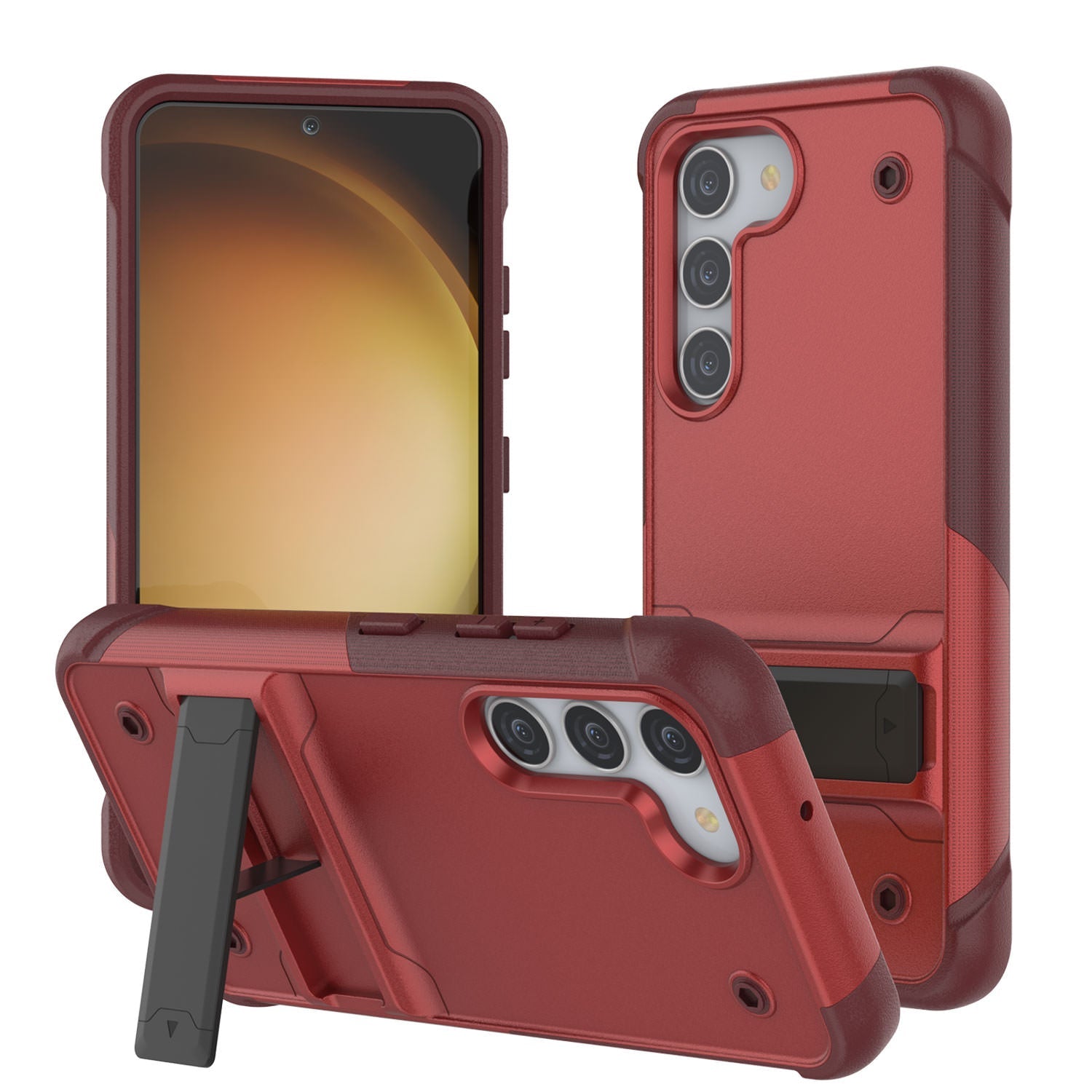 Punkcase Galaxy S24 Case [Reliance Series] Protective Hybrid Military Grade Cover W/Built-in Kickstand [Red-Rose]