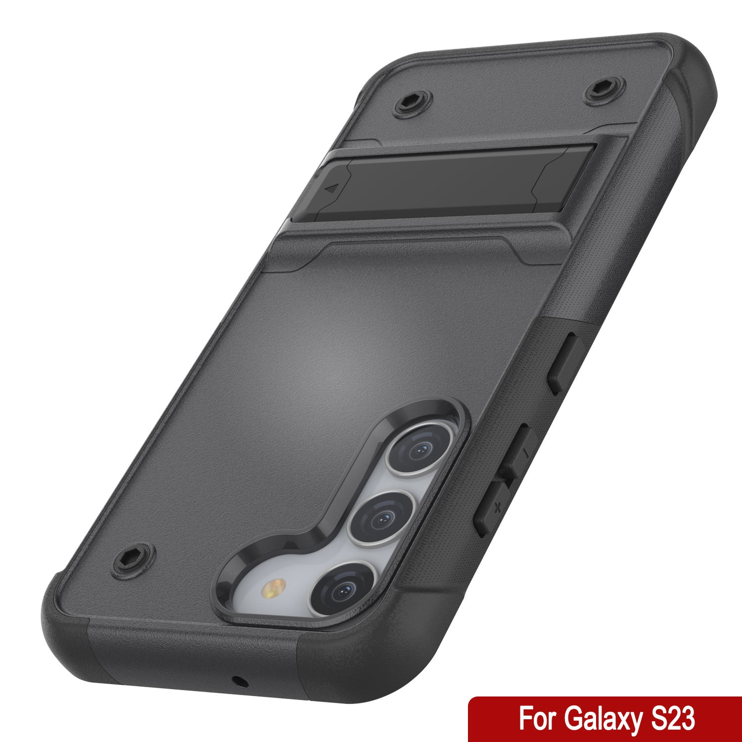 Punkcase Galaxy S23 Case [Reliance Series] Protective Hybrid Military Grade Cover W/Built-in Kickstand [Grey-Black]