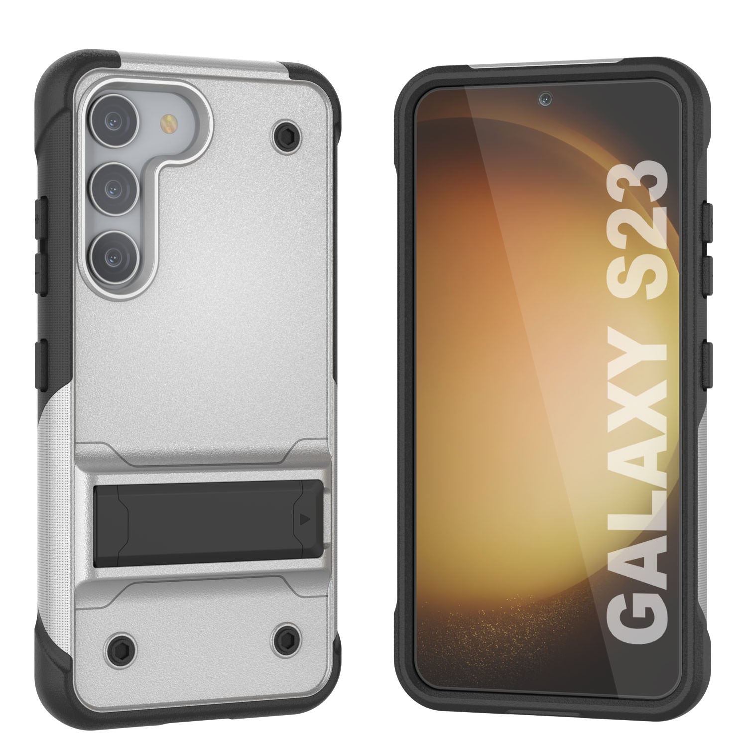 Punkcase Galaxy S24 Case [Reliance Series] Protective Hybrid Military Grade Cover W/Built-in Kickstand [White-Black]