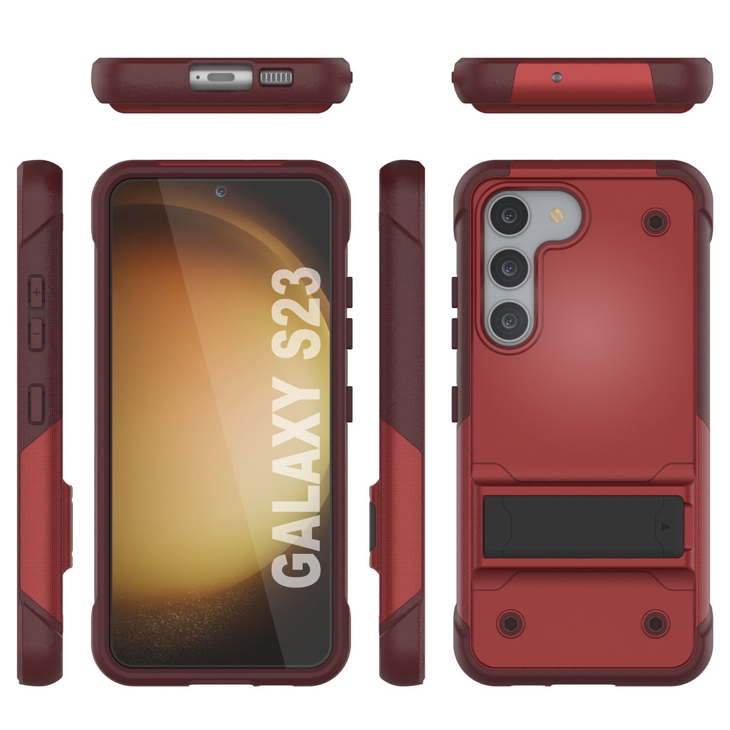 Punkcase Galaxy S24 Case [Reliance Series] Protective Hybrid Military Grade Cover W/Built-in Kickstand [Red-Rose]