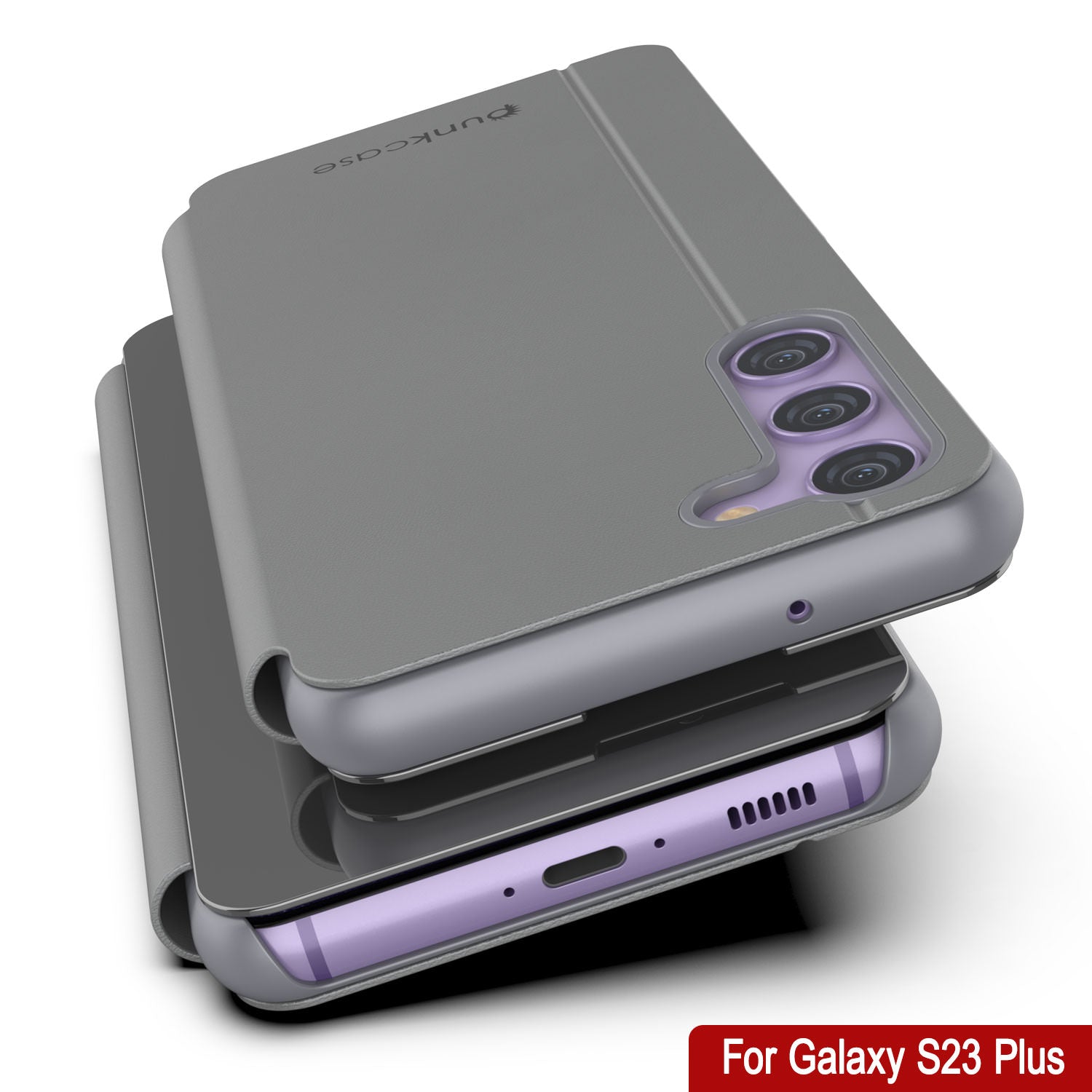 Punkcase Galaxy S23+ Plus Reflector Case Protective Flip Cover [Silver]