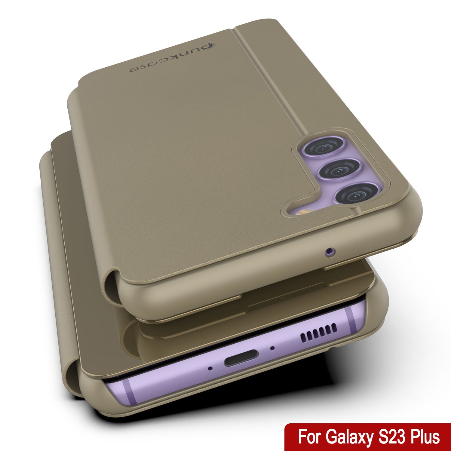 Punkcase Galaxy S23+ Plus Reflector Case Protective Flip Cover [Gold]