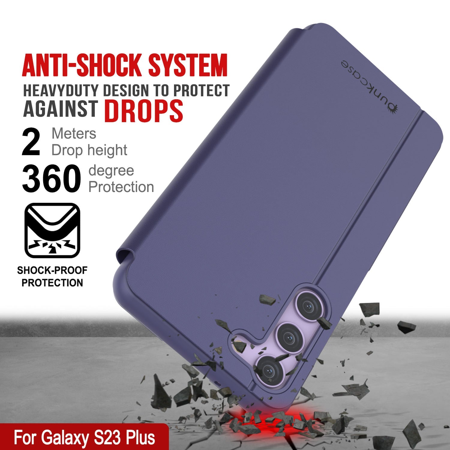 Punkcase Galaxy S23+ Plus Reflector Case Protective Flip Cover [Purple]