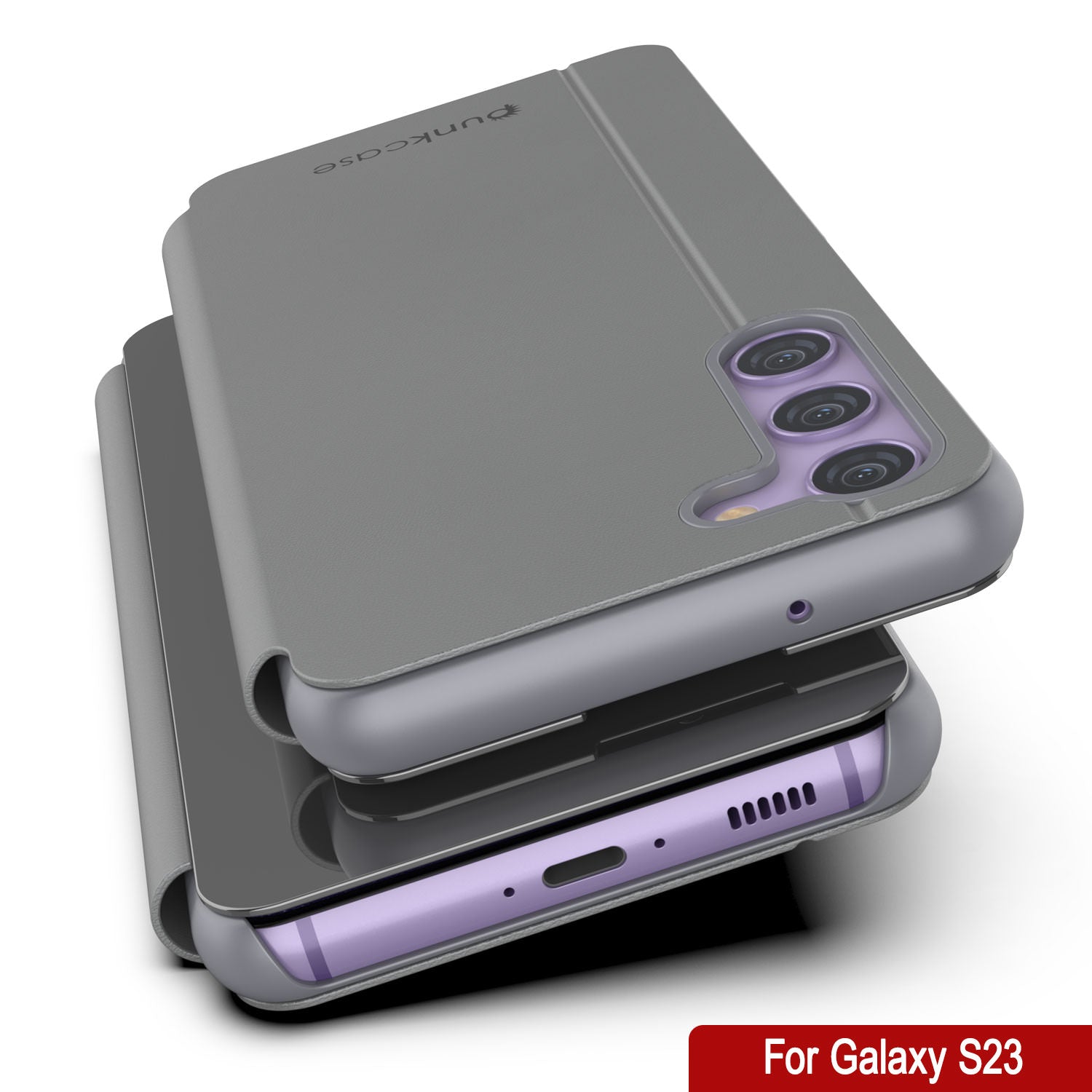 Punkcase Galaxy S23 Reflector Case Protective Flip Cover [Silver]