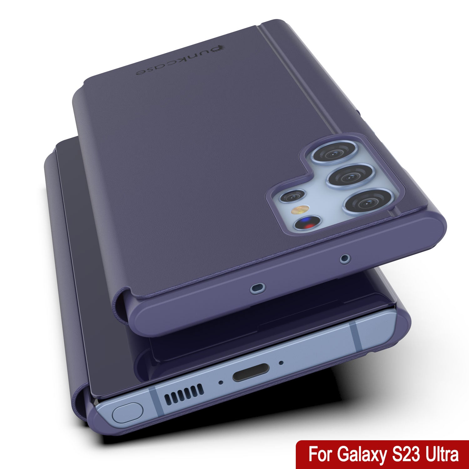 Punkcase Galaxy S23 Ultra Reflector Case Protective Flip Cover [Purple]