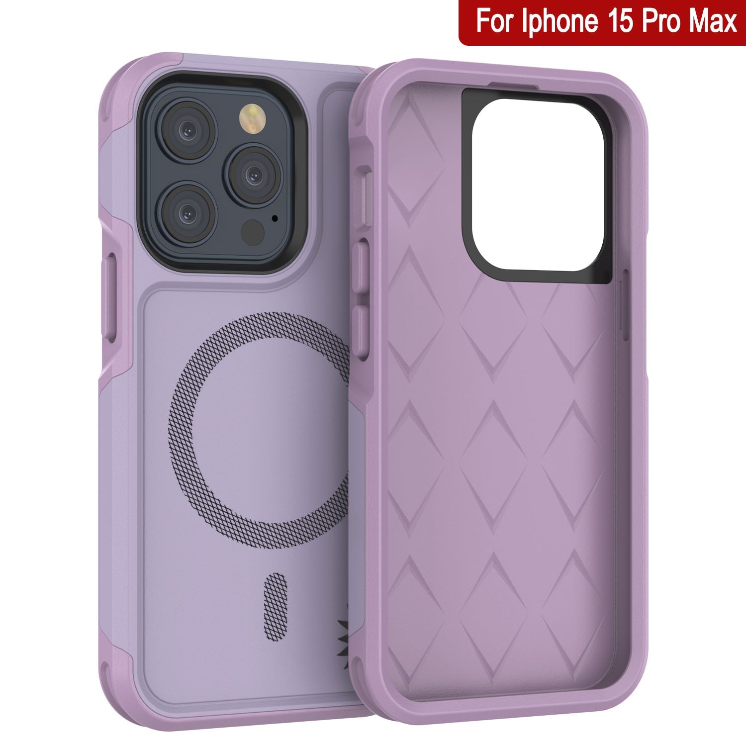 PunkCase iPhone 15 Pro Max Case, [Spartan 2.0 Series] Clear Rugged Heavy Duty Cover W/Built in Screen Protector [lilac]