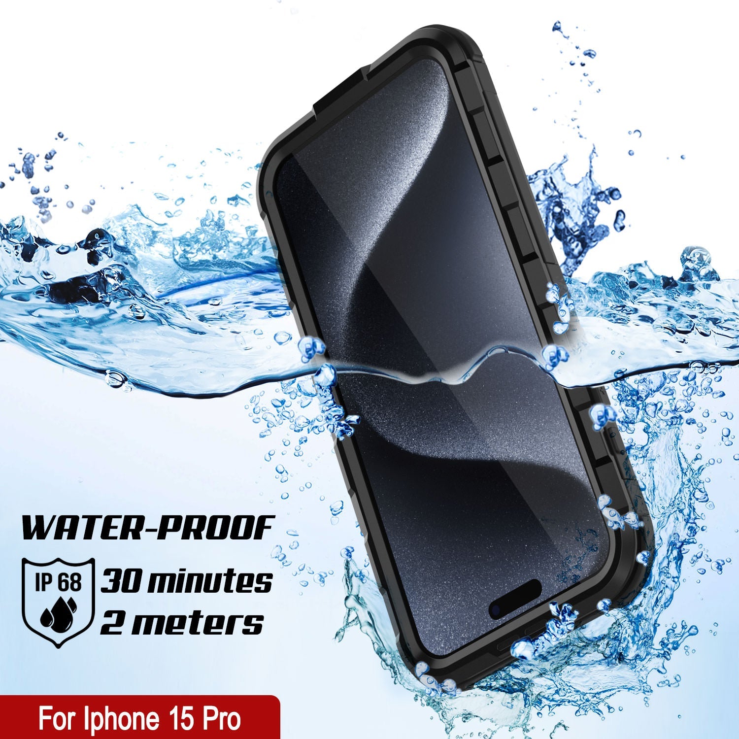 iPhone 15 Pro Metal Extreme 2.0 Series Aluminum Waterproof Case IP68 W/Buillt in Screen Protector [Black]