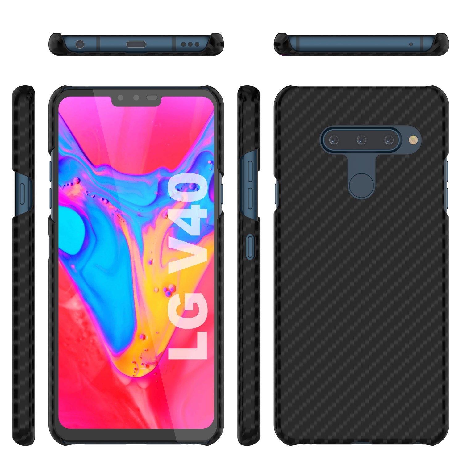 PunkCase LG V40 Case [CarbonShield Series] Ultra Thin & Protective Cover