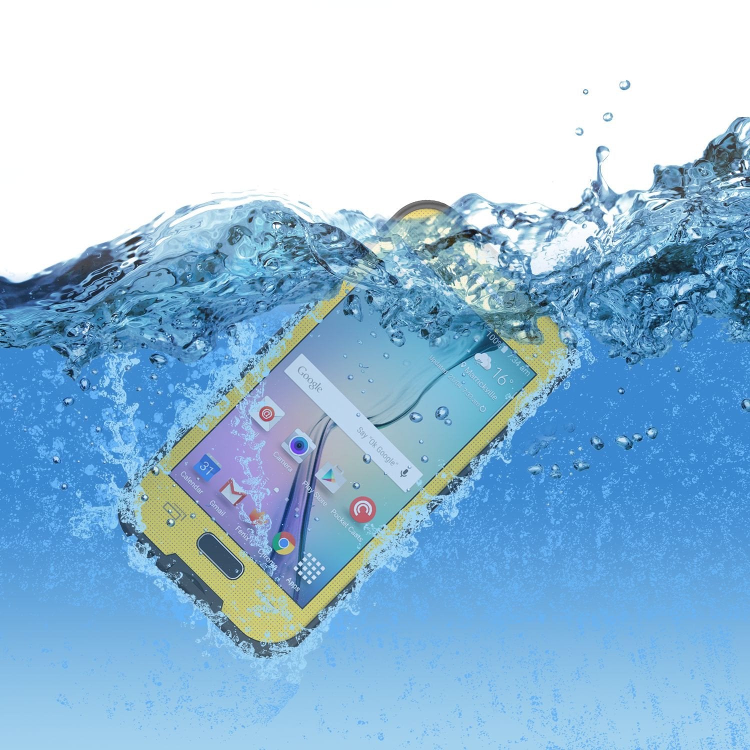 Galaxy S6 Waterproof Case Punkcase SpikeStar Yellow Water/Shock/Dirt/Snow Proof | Lifetime Warranty