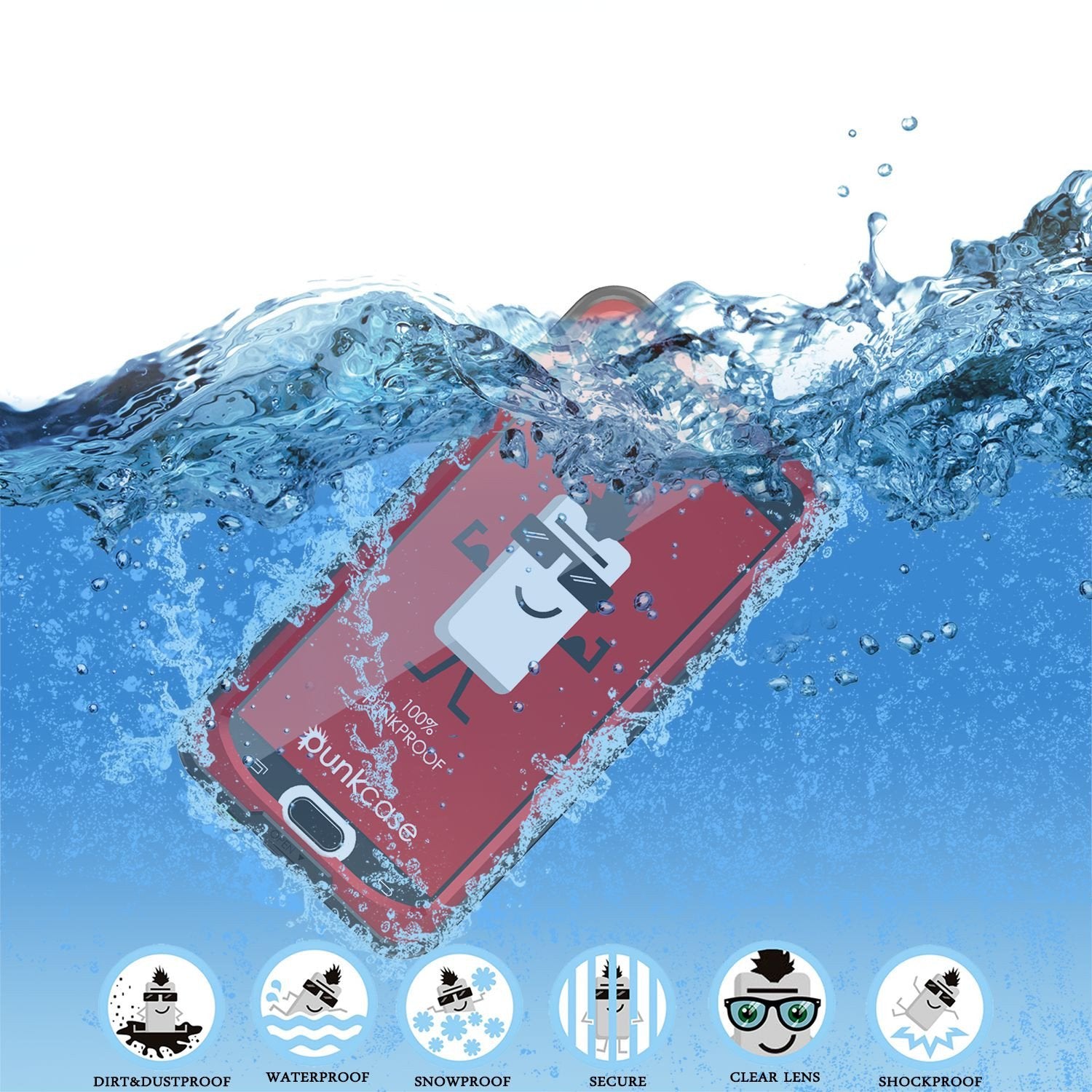 Galaxy Note 5 Waterproof Case, Punkcase StudStar Red Water/Shock/Dirt/Snow Proof | Lifetime Warranty