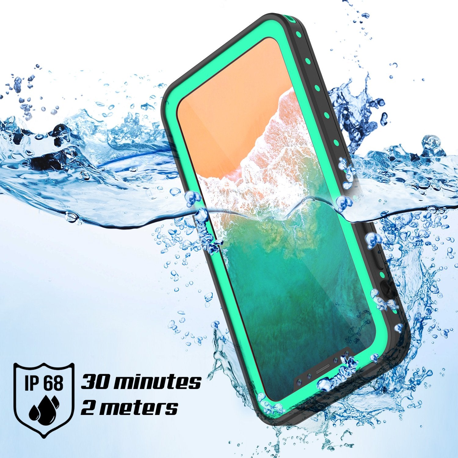 iPhone X Plus Waterproof Case, Punkcase StudStar Series Cover [Teal]