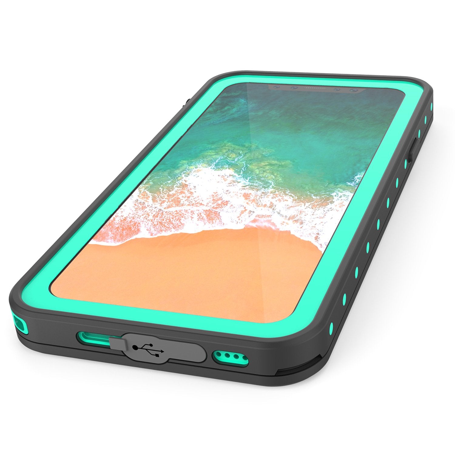 iPhone X Plus Waterproof Case, Punkcase StudStar Series Cover [Teal]